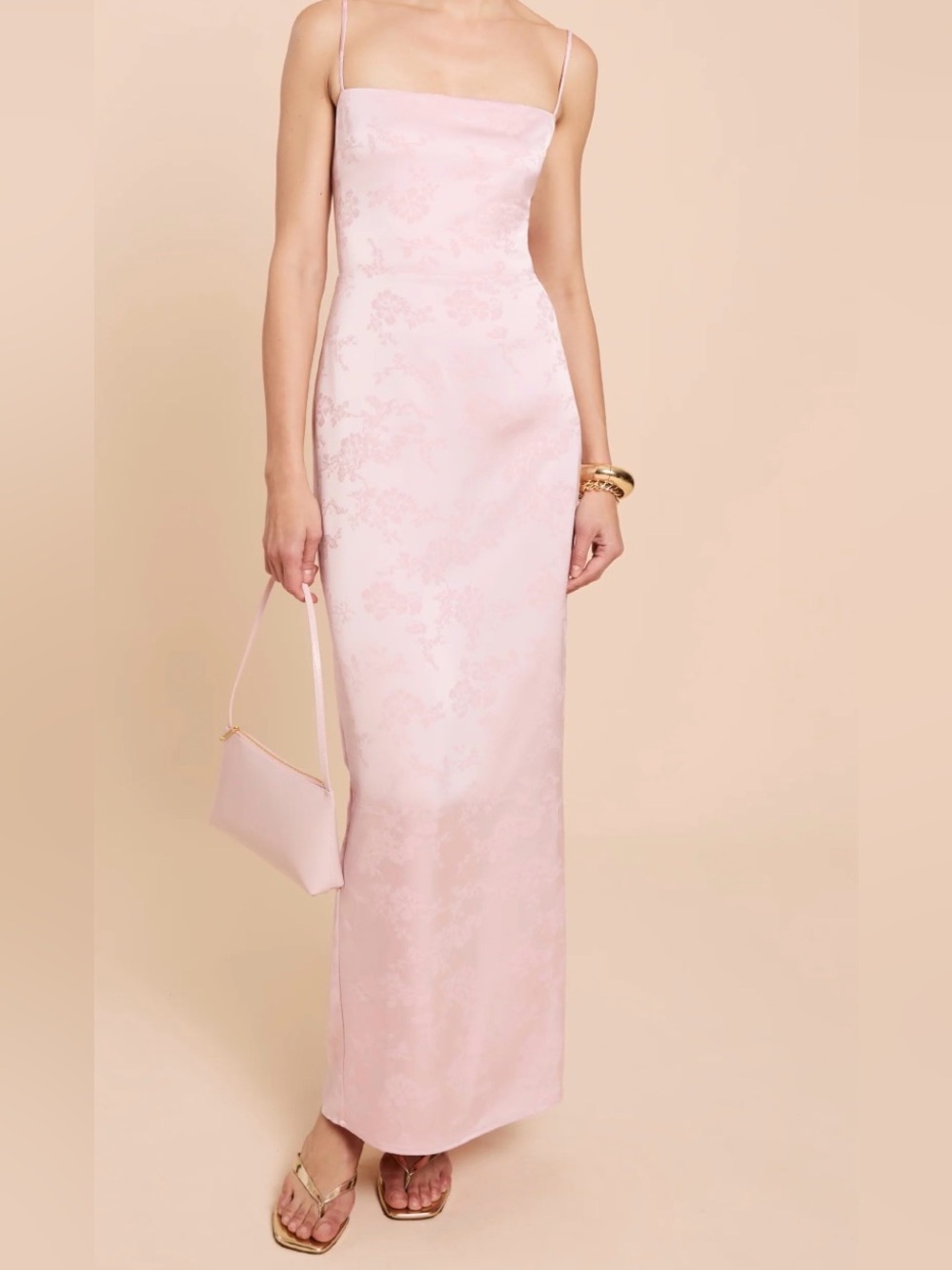 Few Moda kourt NWT Calla Jacquard Floral Maxi Slip Dress in Pink Size 8